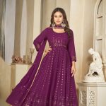 Georgette Purple Anarkali Suit