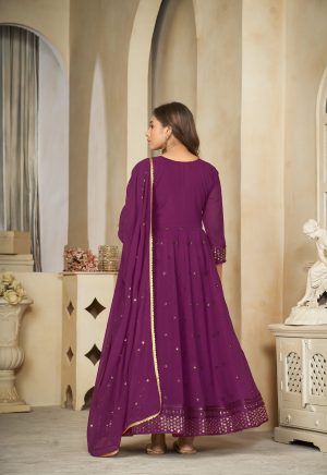 Georgette Purple Anarkali Suit