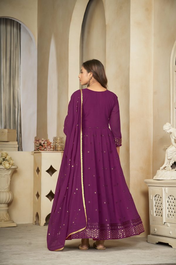 Georgette Purple Anarkali Suit