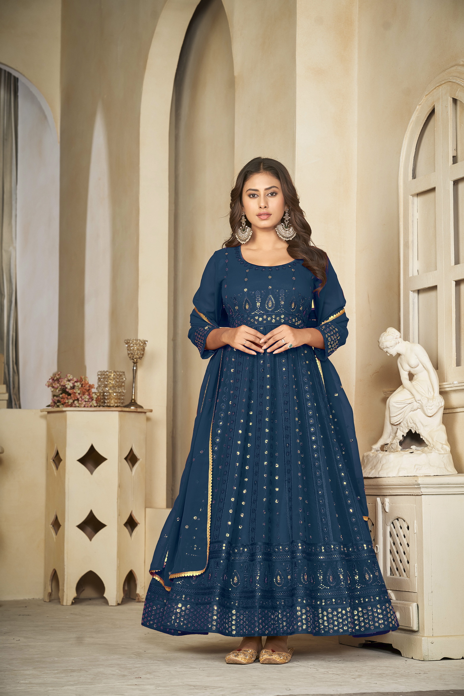 Georgette Rama Anarkali Suit