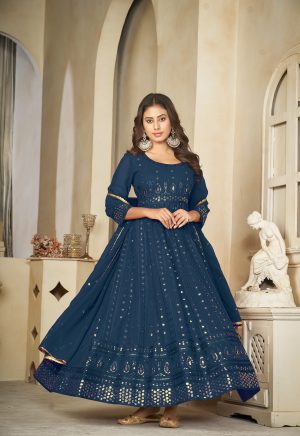 Georgette Rama Anarkali Suit