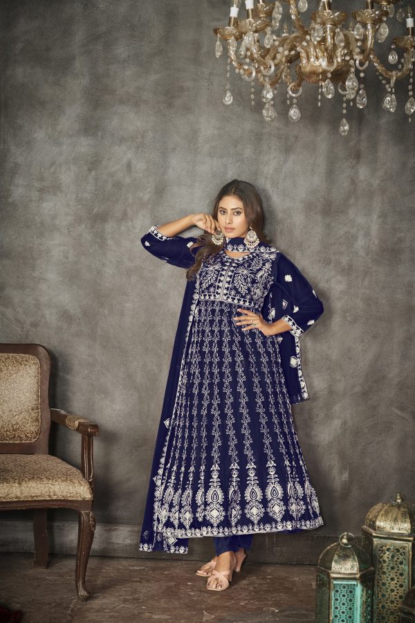 Embroidered Blue Anarkali Suit