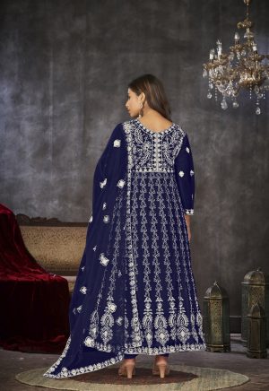 Embroidered Blue Anarkali Suit