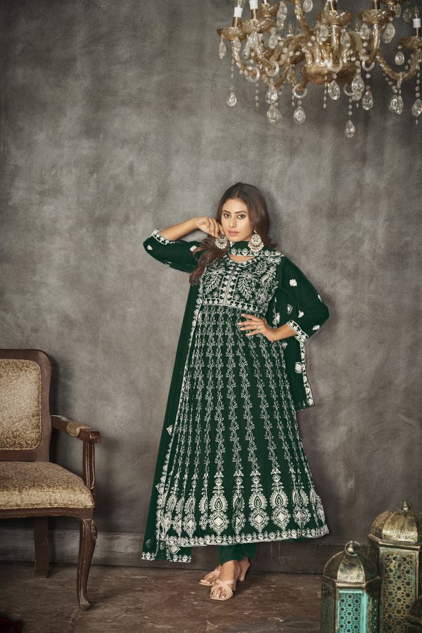 Embroidered Green Anarkali Suit