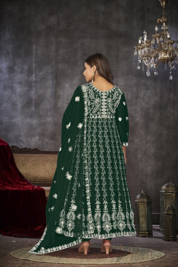 Embroidered Green Anarkali Suit