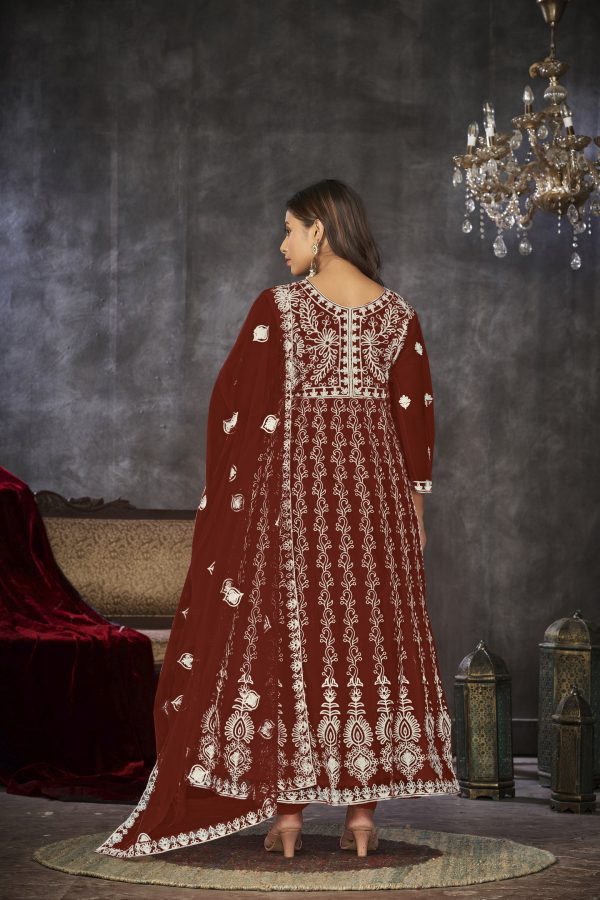 Embroidered Red Anarkali Suit