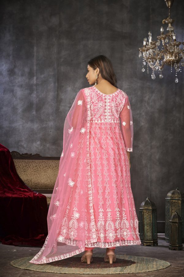 Embroidered Peach Anarkali Suit