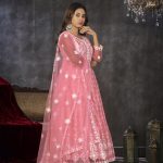 Embroidered Peach Anarkali Suit