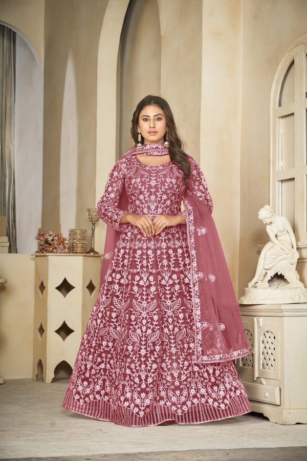 Net Pink Anarkali Suit