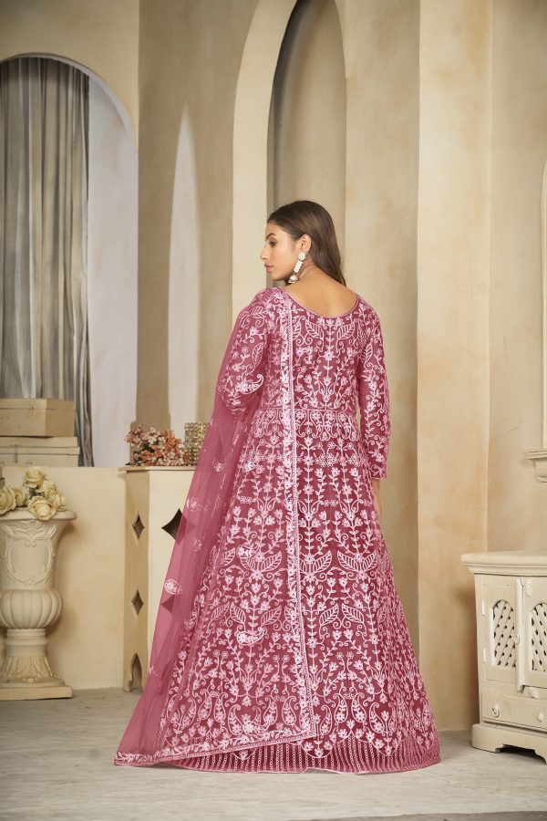 Net Pink Anarkali Suit