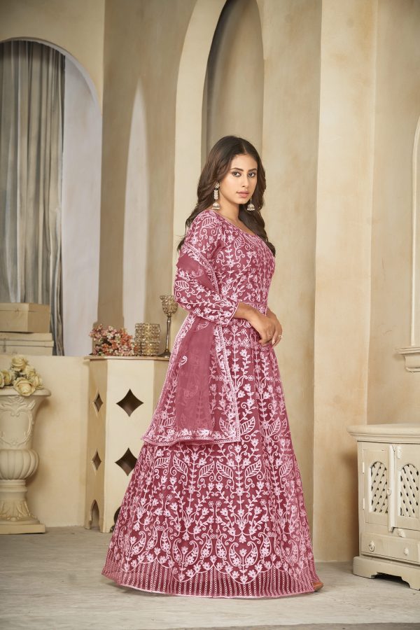 Net Pink Anarkali Suit