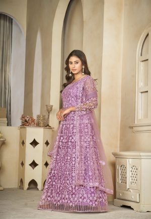 Net Purple Anarkali Suit