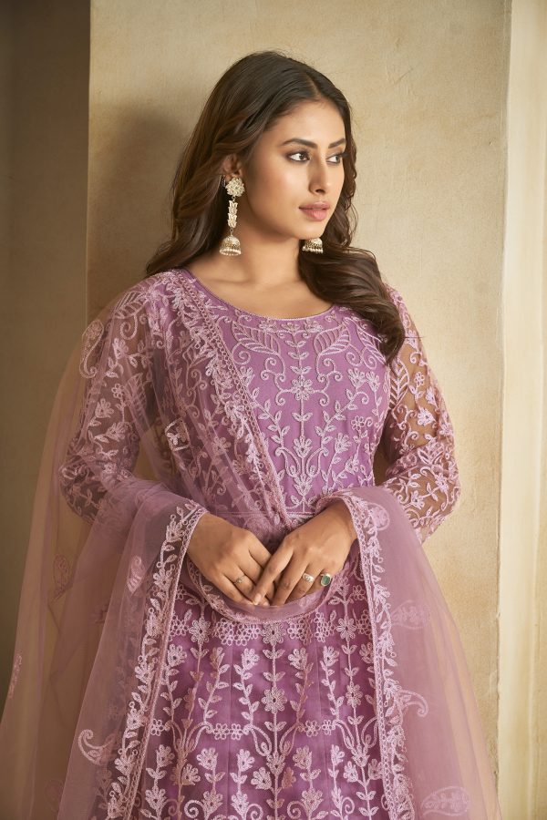 Net Purple Anarkali Suit