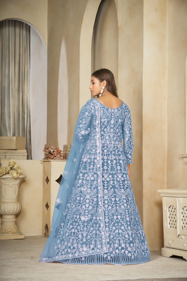 Net Sky Anarkali Suit