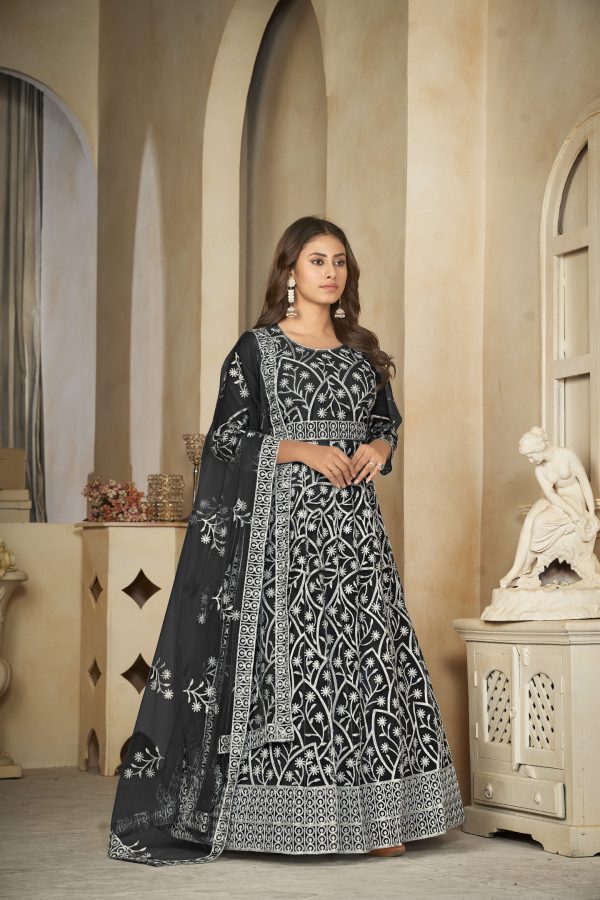 Embroidered Black Anarkali Suit