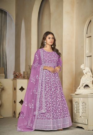 Embroidered Purple Anarkali Suit