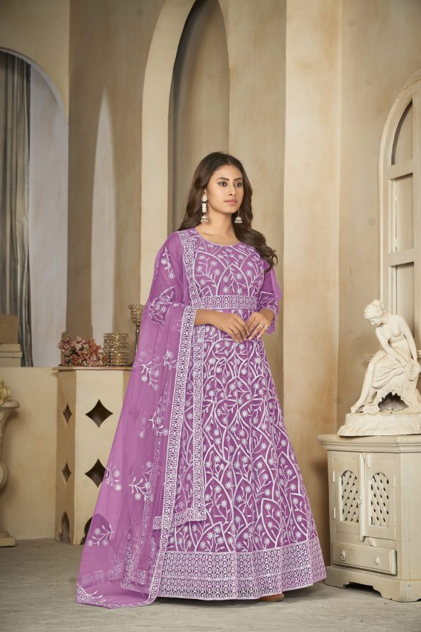 Embroidered Purple Anarkali Suit