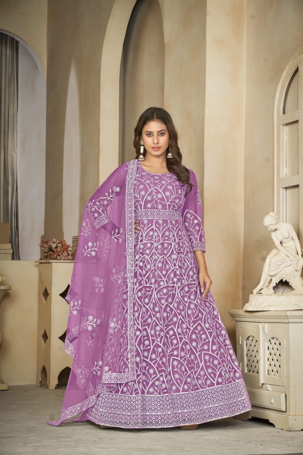 Embroidered Purple Anarkali Suit