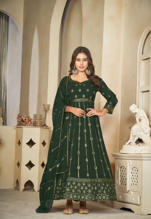 Green Georgette Anarkali Suit