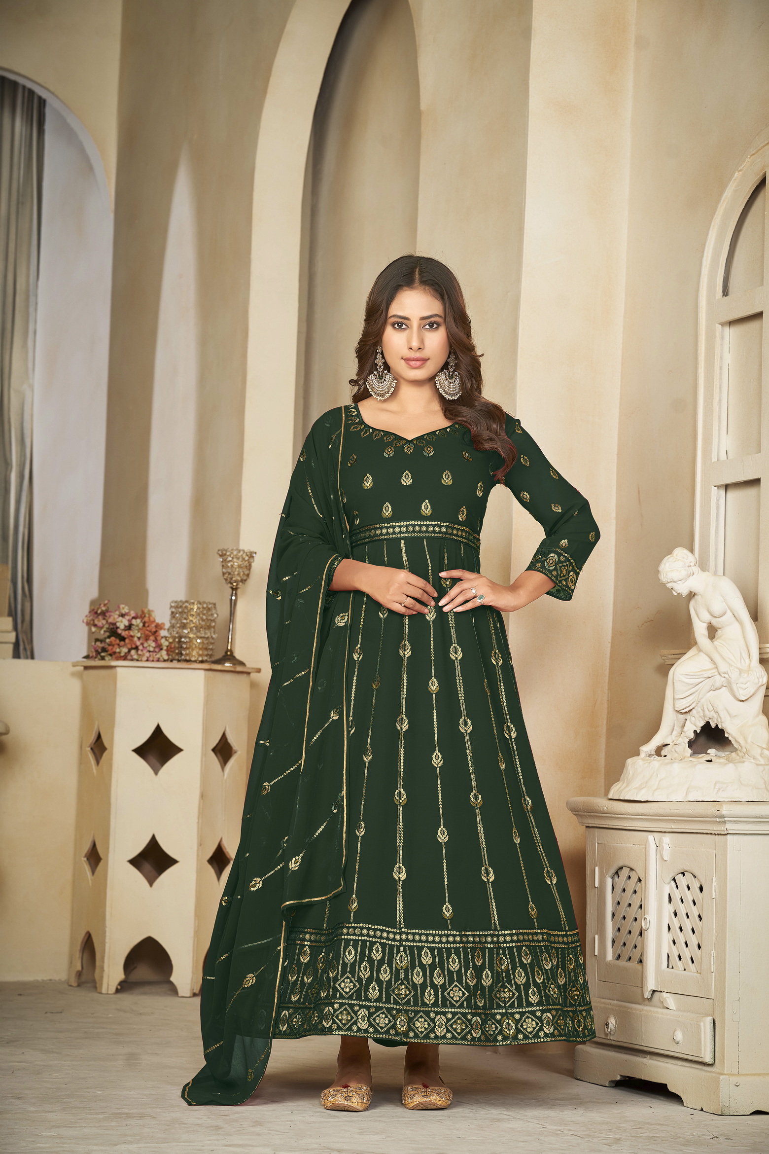 Green Georgette Anarkali Suit