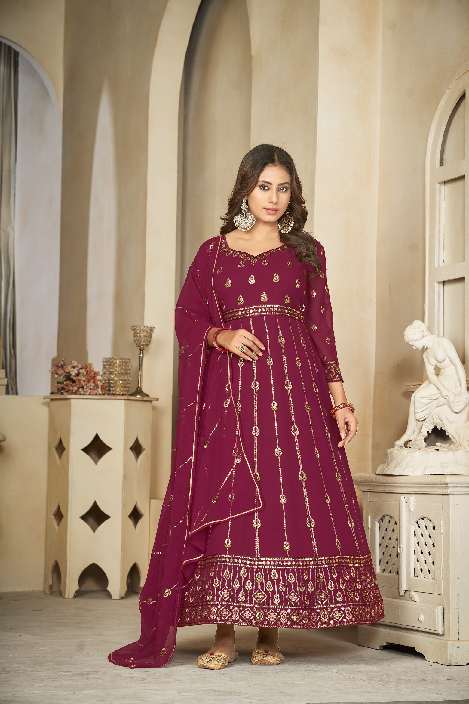 Pink Georgette Anarkali Suit