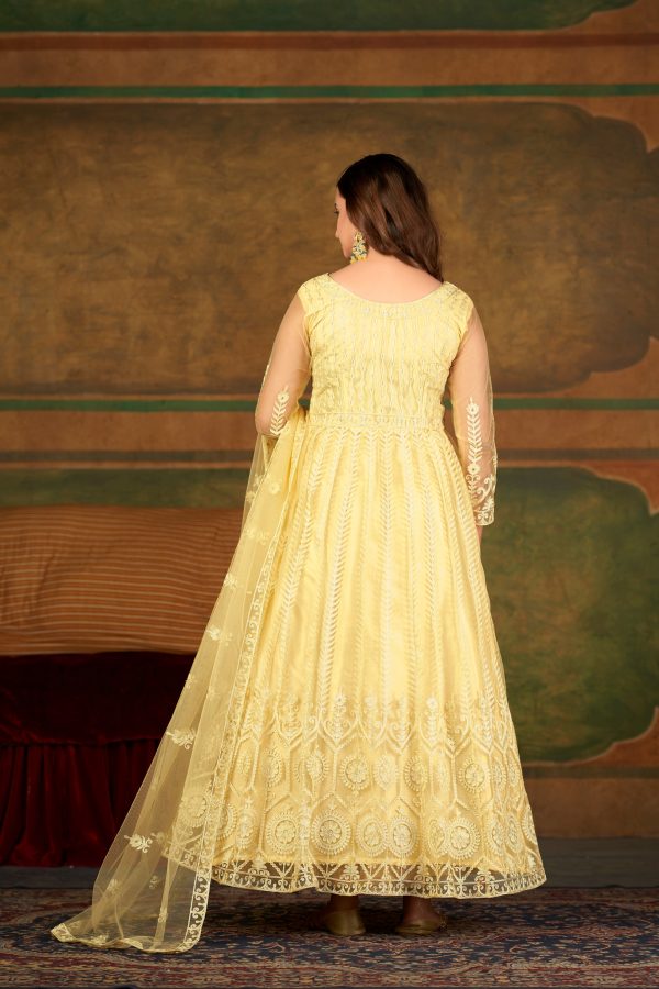 Yellow Net Anarkali Suit