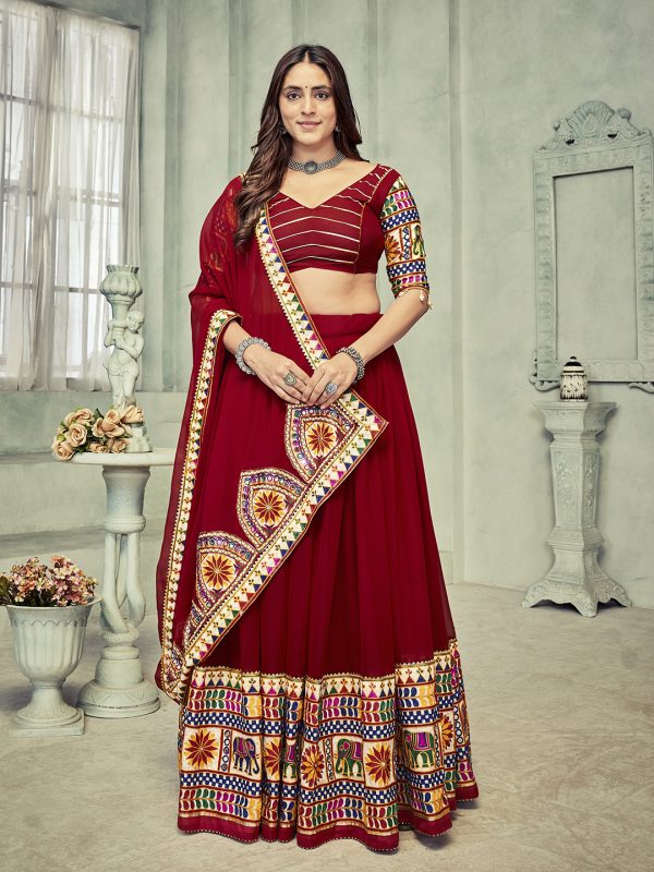 Maroon Navratri Special Lehenga Choli