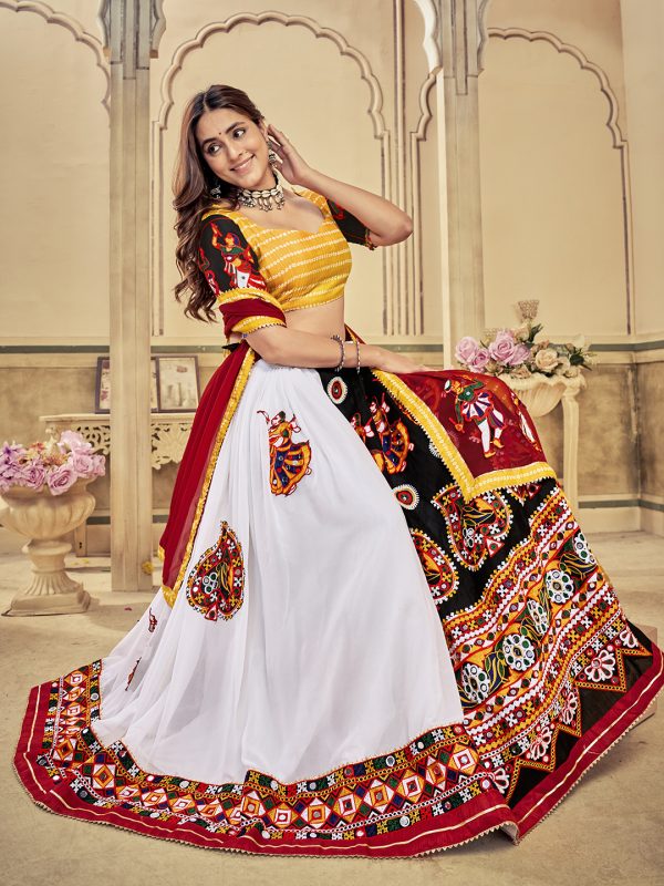 White and Yellow Navratri Special Lehenga Choli