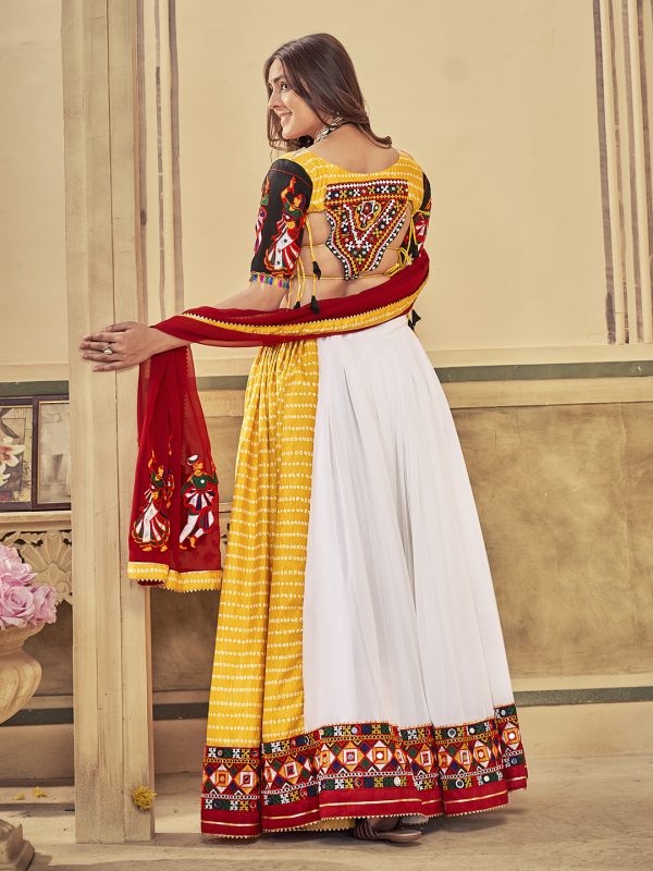 White and Yellow Navratri Special Lehenga Choli