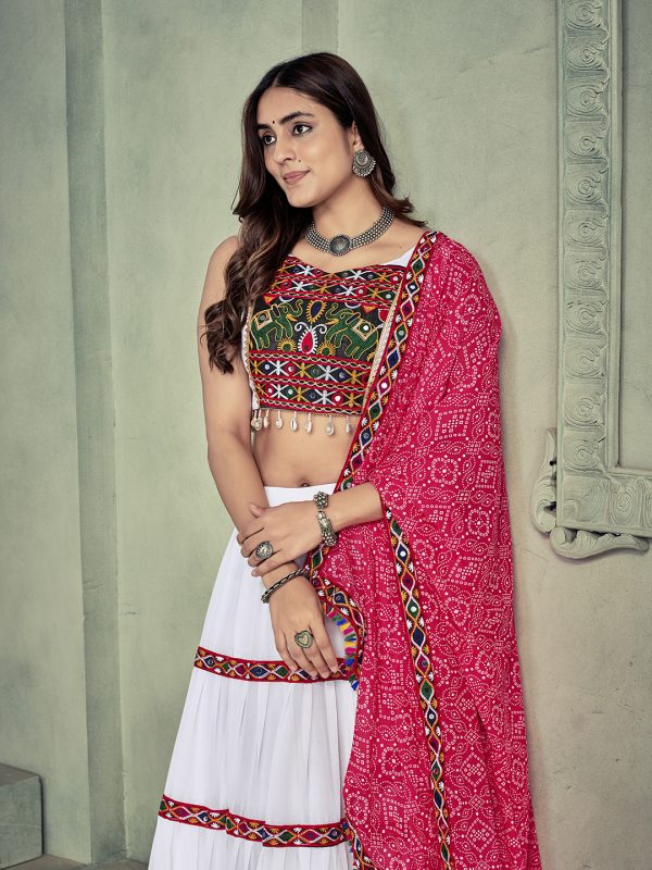 White Navratri Special Lehenga Choli