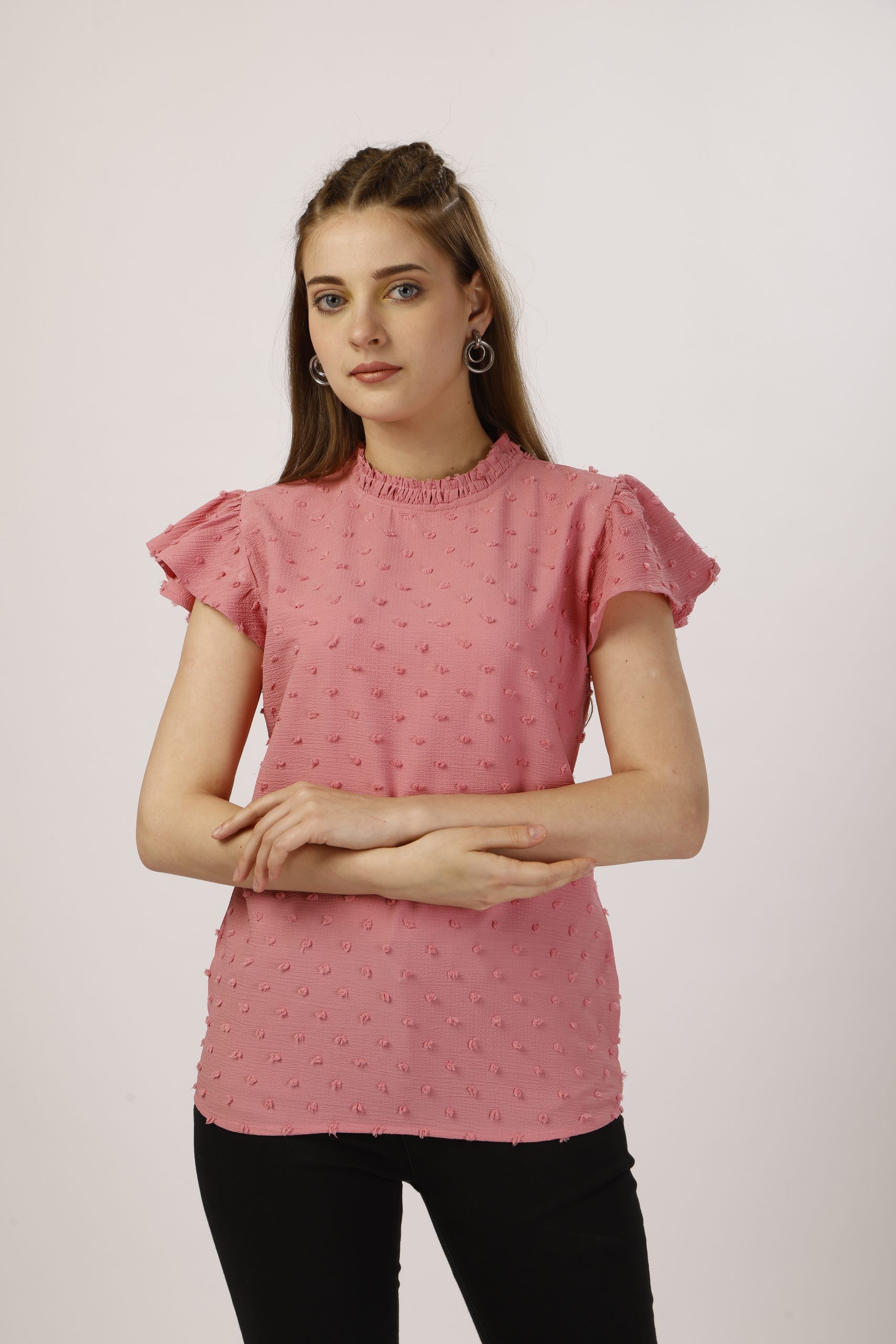 Round Collar Pink Top