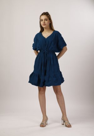 Blue V-Neck Dress