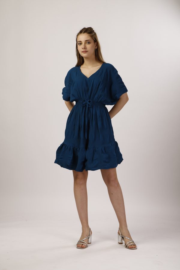 Blue V-Neck Dress