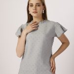 Round Collar Gray Top