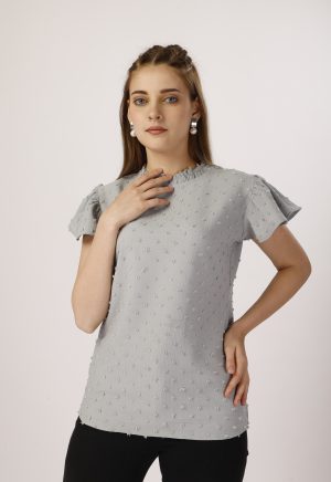 Round Collar Gray Top