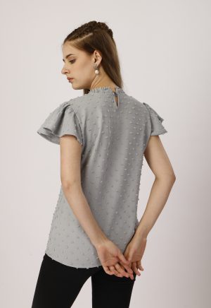 Round Collar Gray Top