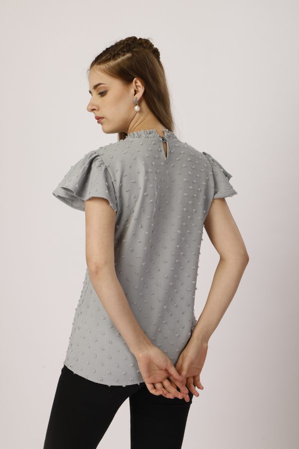 Round Collar Gray Top