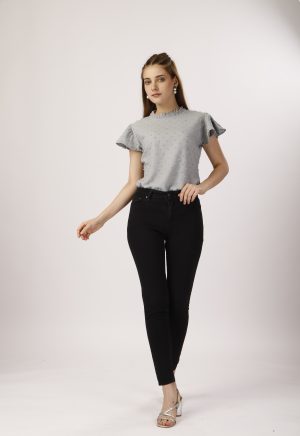 Round Collar Gray Top