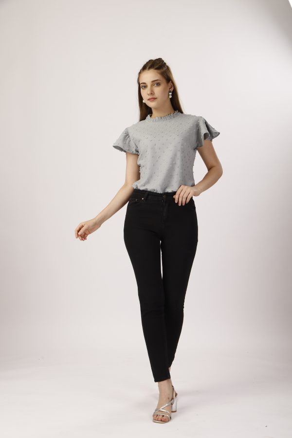 Round Collar Gray Top