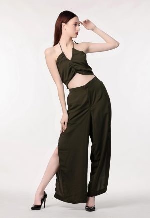 Styly Cast Plain Olive Green Co-ord Set - Image 3