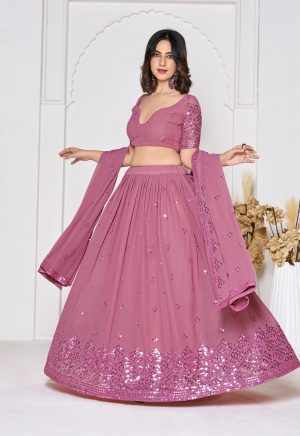 Pink Georgette Lehenga Choli