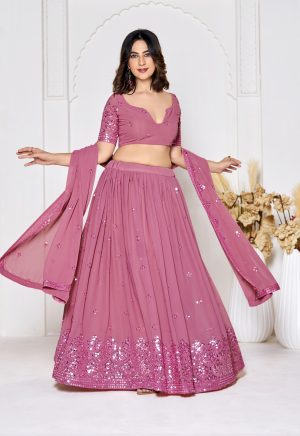 Pink Georgette Lehenga Choli