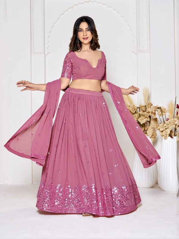 Pink Georgette Lehenga Choli