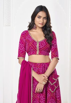 Printed Pink Lehenga Choli