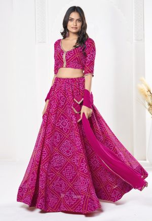 Printed Pink Lehenga Choli