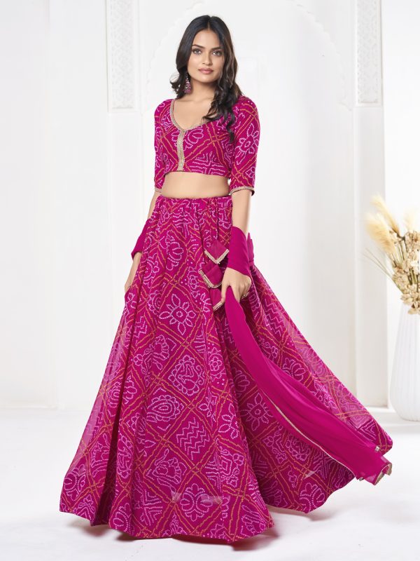 Printed Pink Lehenga Choli