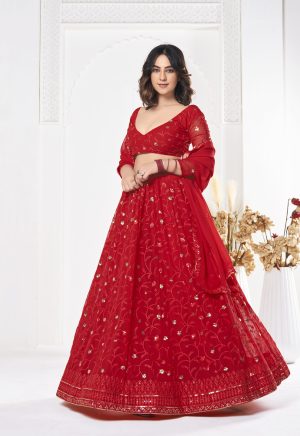 Red Georgette Lehenga Choli