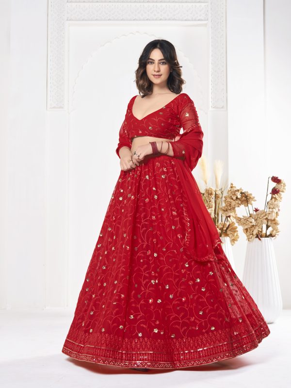 Red Georgette Lehenga Choli