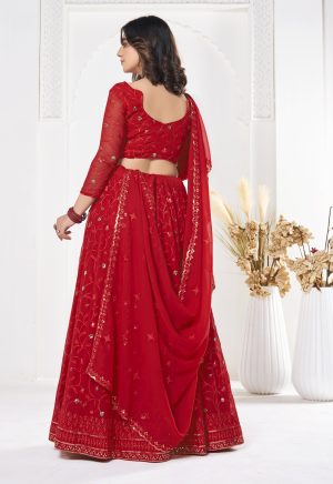 Red Georgette Lehenga Choli