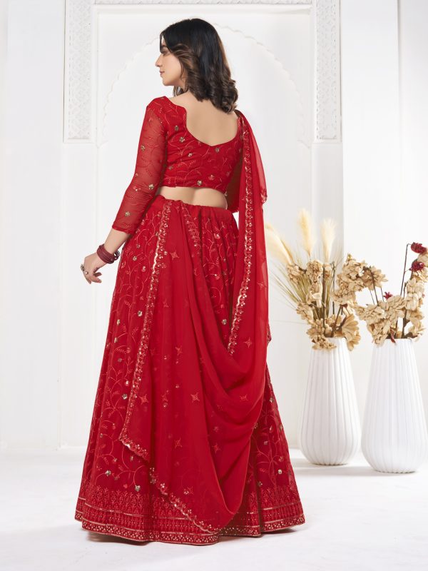 Red Georgette Lehenga Choli